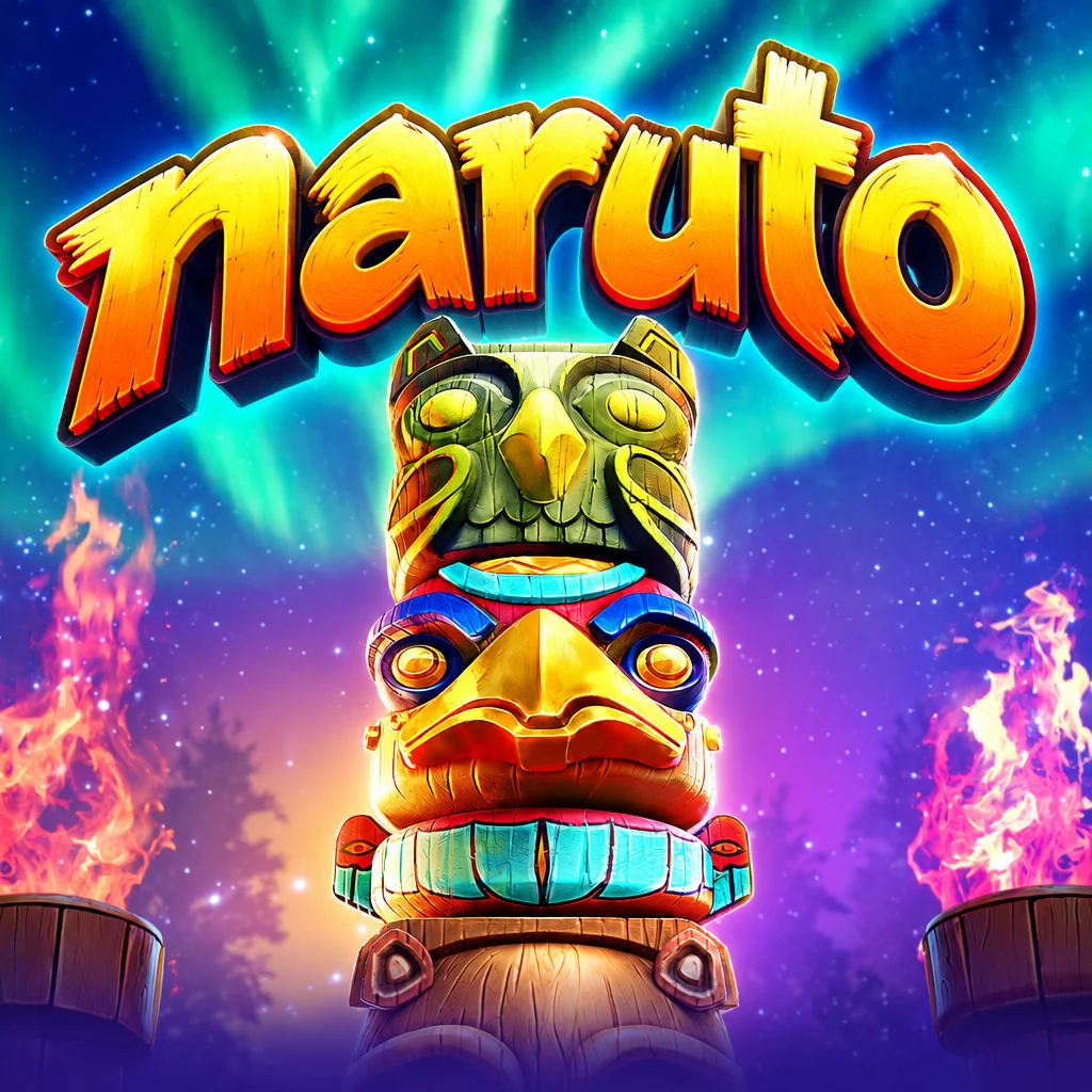 naruto Totem Wonders tiang totem berukir di bawah langit malam berhias aurora